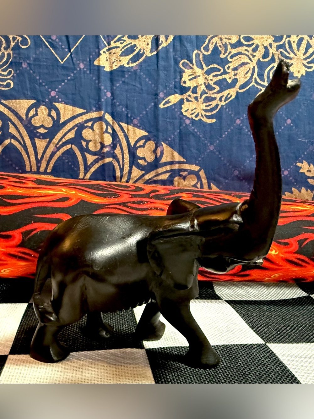 Hand Carved Wooden Elephant Figurine